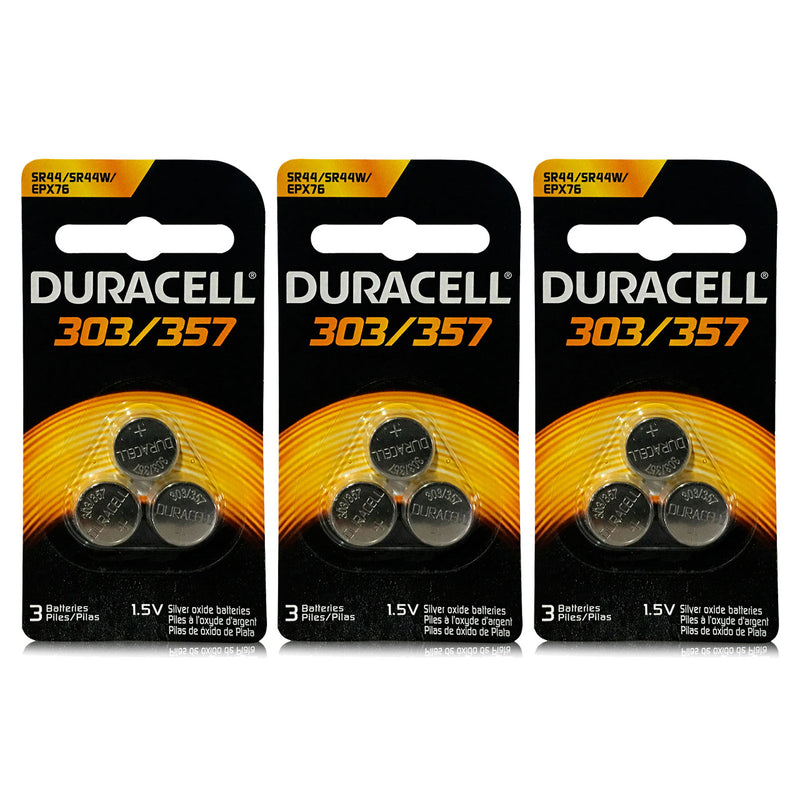Duracell Silver Oxide Button Watch Battery 303/357 3 Ct