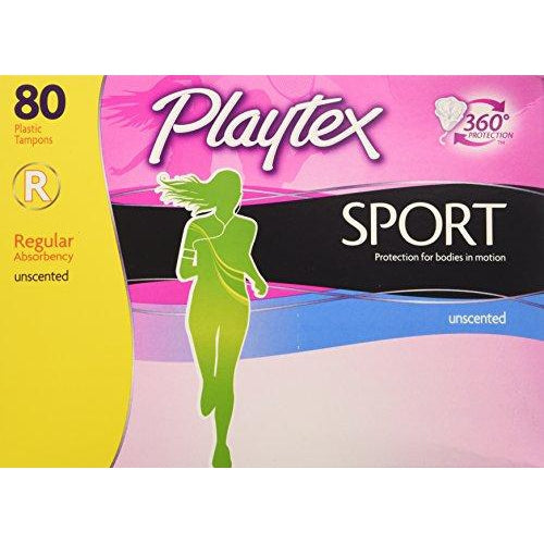 Playtex Sport Unscented Regular Absorbency Tampons, 80 Count