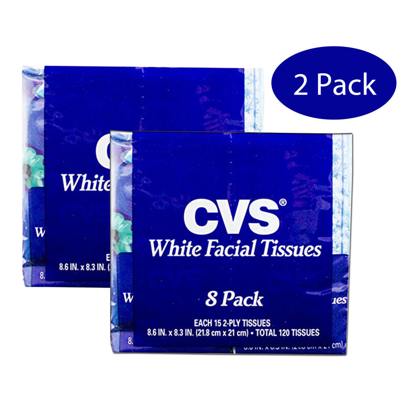 CVS 2-Ply White Facial Tissues (Sixteen 15ct Softpacks, Total 240 Tissues)