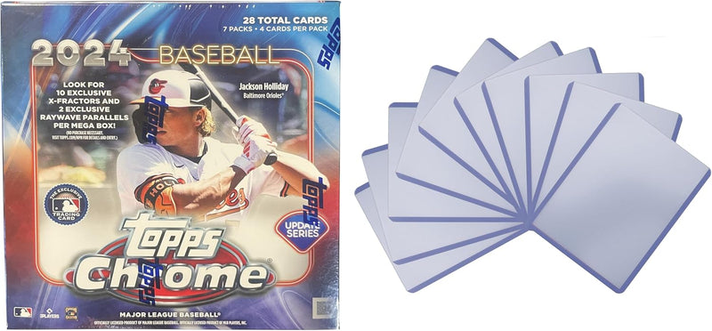 Topps 2024 Chrome Update Series Baseball Cards & 10 Hard Sleeves - 7 Packs, 4 Cards Each (28 Cards Total)