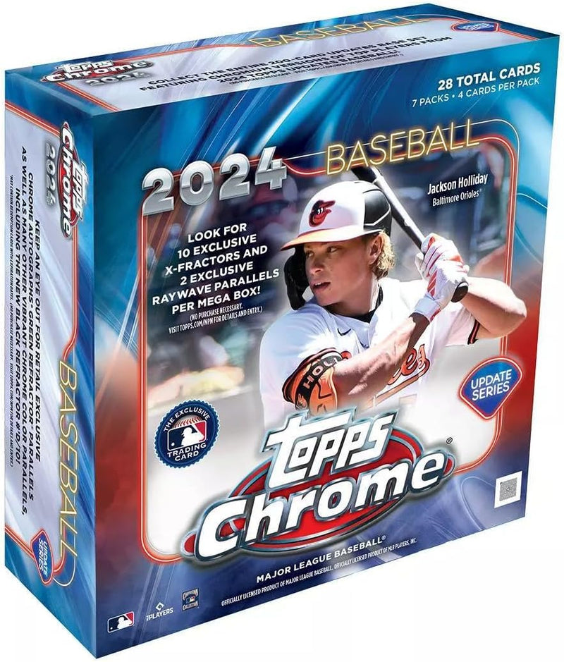 Topps 2024 Chrome Update Series Baseball Cards & 10 Hard Sleeves - 7 Packs, 4 Cards Each (28 Cards Total)