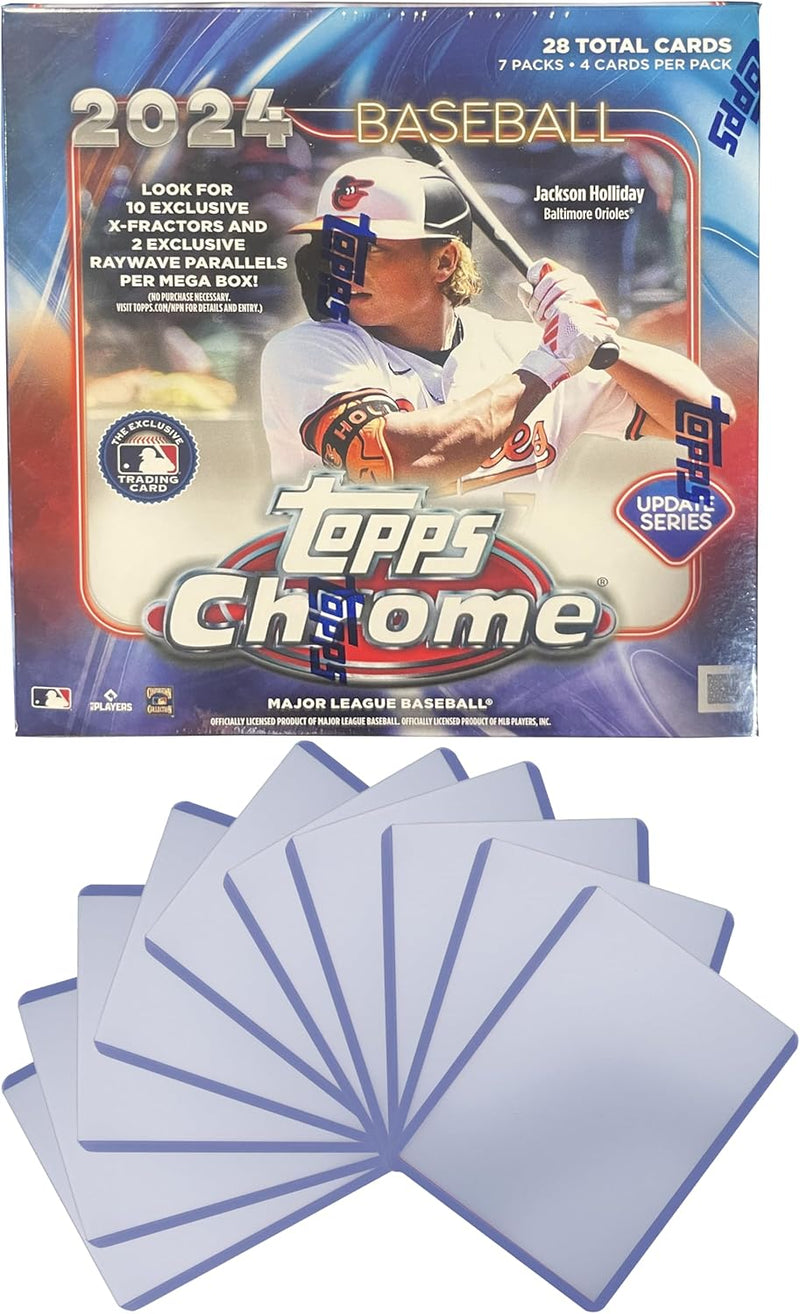 Topps 2024 Chrome Update Series Baseball Cards & 10 Hard Sleeves - 7 Packs, 4 Cards Each (28 Cards Total)