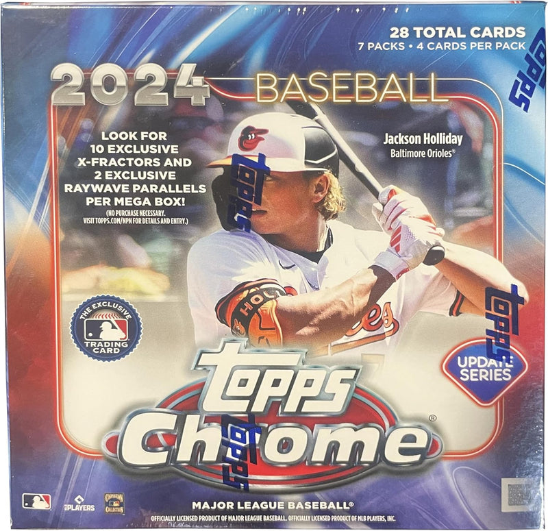 Topps 2024 Chrome Update Series Baseball Cards & 10 Hard Sleeves - 7 Packs, 4 Cards Each (28 Cards Total)