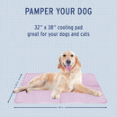 Baumster Large Cooling Pet Mat, 38" x 32", Pink - Self Cooling Mat for Dogs and Cats - For Beds, Crates, Kennels and More