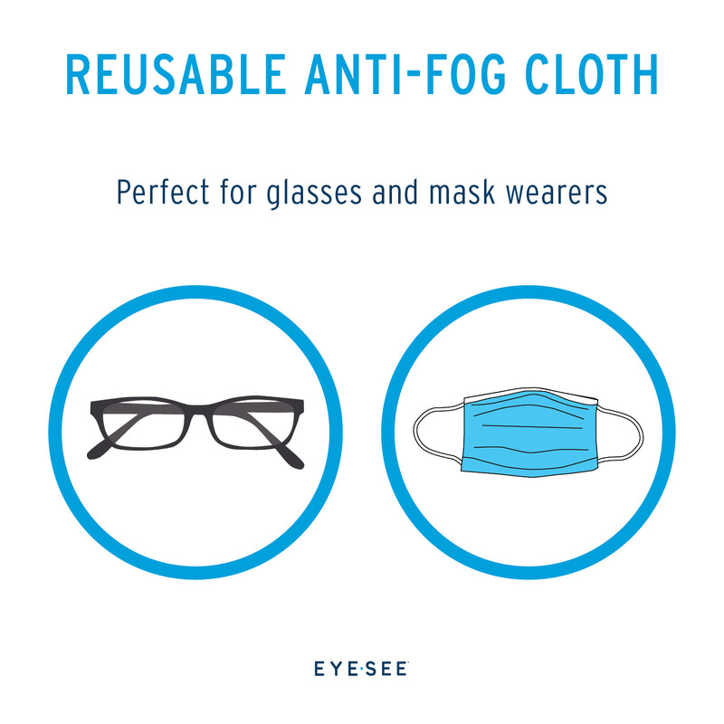 EyeSee Reusable Anti-Fog Cloth, Pack of 3 - Cleaning Cloth for Glasses, Cameras, Electronics and More - Reusable up to 700 Times