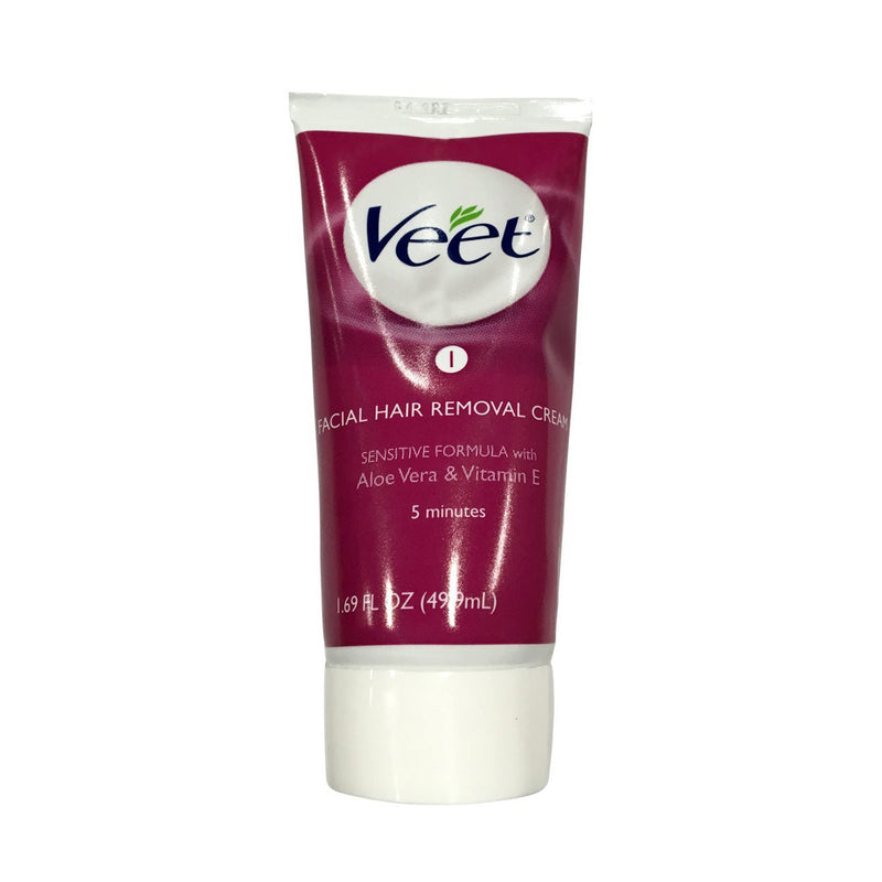 Veet Facial Hair Removal Cream 5 minutes Sensitive Formula with Aloe Vera & Vitamin E - 1.69fl.oz