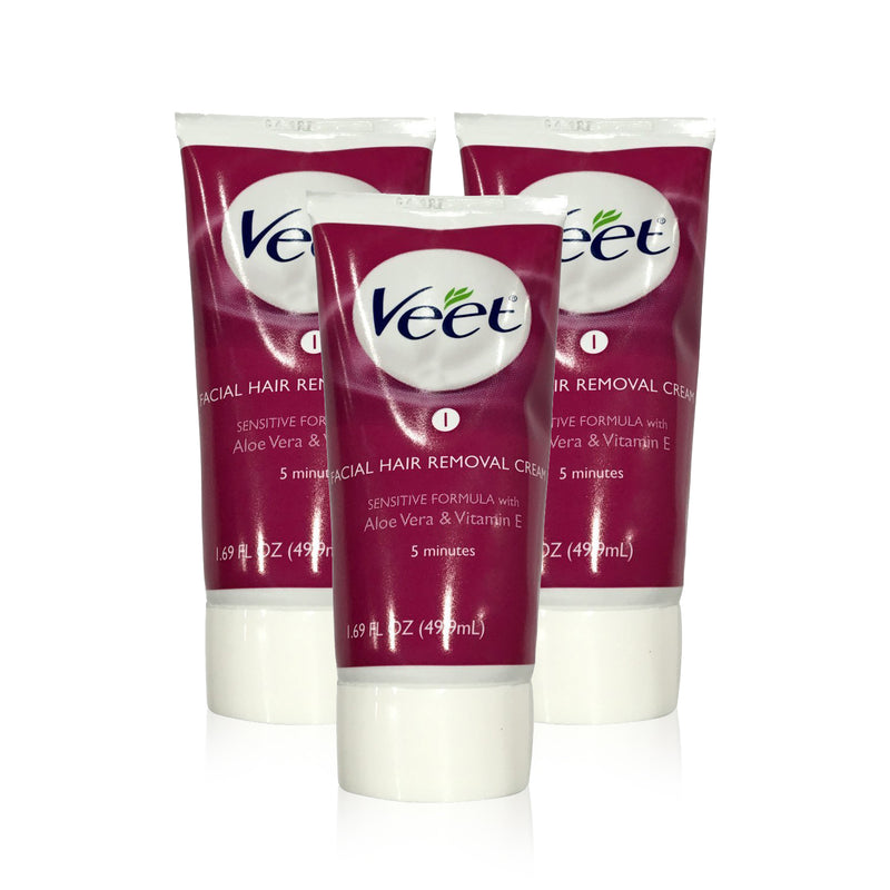 Veet Facial Hair Removal Cream 5 minutes Sensitive Formula with Aloe Vera & Vitamin E - 1.69fl.oz