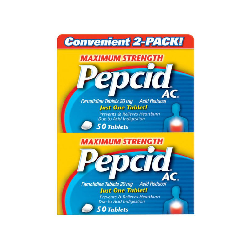 Pepcid AC Maximum Strength Acid Reducer Famotidine Tablets, 100 Count