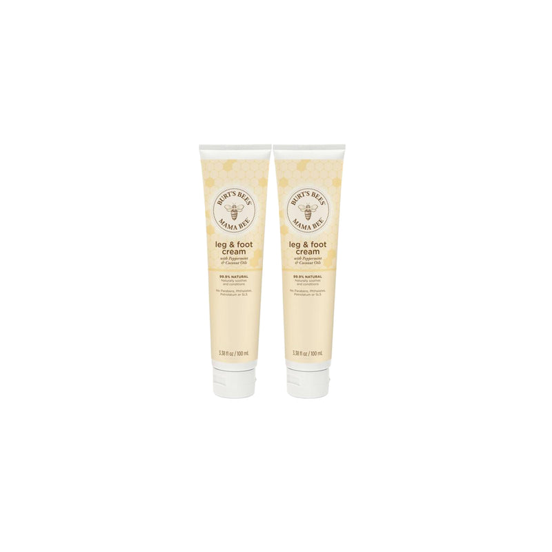 Burt's Bees Mama Bee Leg & Foot Cream with Peppermint & Coconut Oils, 100 mL, 2 Pack