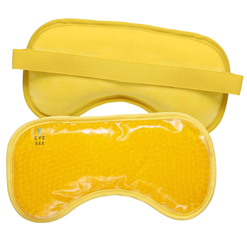 Eye See Plush Gel Eye Mask for Puffy Eyes, Yellow - Cold Eye mask to Treat Dark Circles, Sinuses, Dry Eyes, and for Allergy Relief - Microwave Safe for Heat Therapy