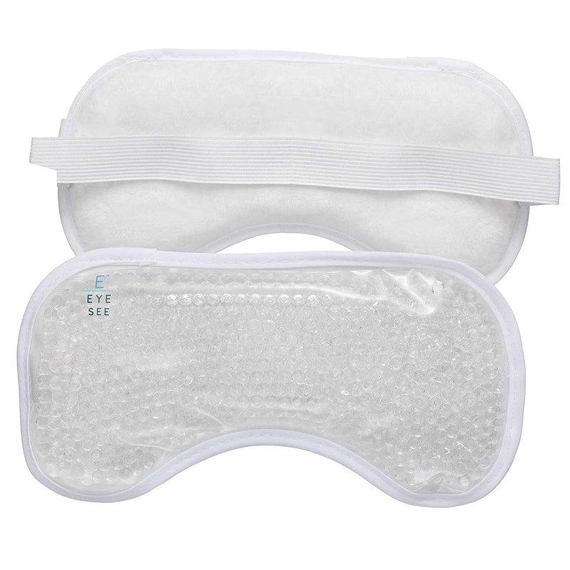 Eye See Plush Gel Eye Mask for Puffy Eyes, White - Cold Eye mask to Treat Dark Circles, Sinuses, Dry Eyes, and for Allergy Relief - Microwave Safe for Heat Therapy