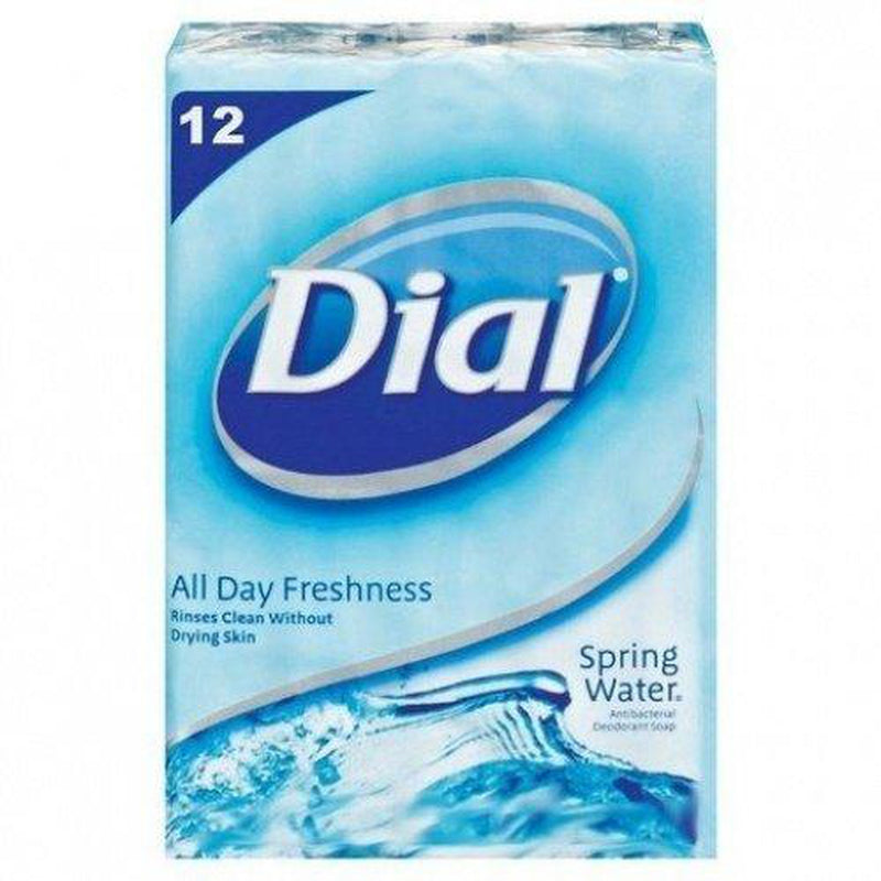 Dial Antibacterial Bar Soap, Spring Water, 12 Count