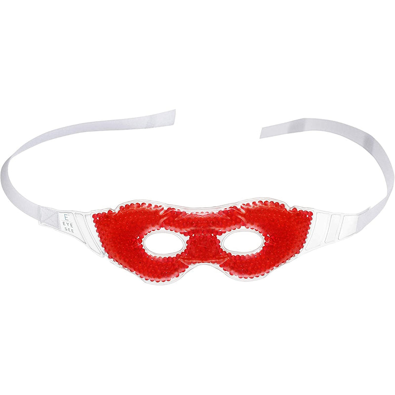 Eye See Gel Eye Mask, Red - Cold Compress Ice Pack with Gel Beads - Microwave Safe for Heat Therapy - Great for Puffy Eyes, Dark Circles, Dry Eyes, Soothing Headaches