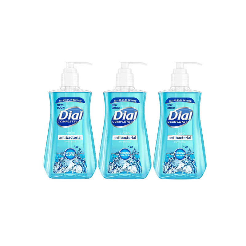 Dial Antibacterial Liquid Hand Soap, Spring Water, 7.5 Fl. Oz, 3 Pack