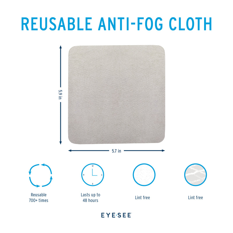 EyeSee Reusable Anti-Fog Cloth, Pack of 3 - Cleaning Cloth for Glasses, Cameras, Electronics and More - Reusable up to 700 Times