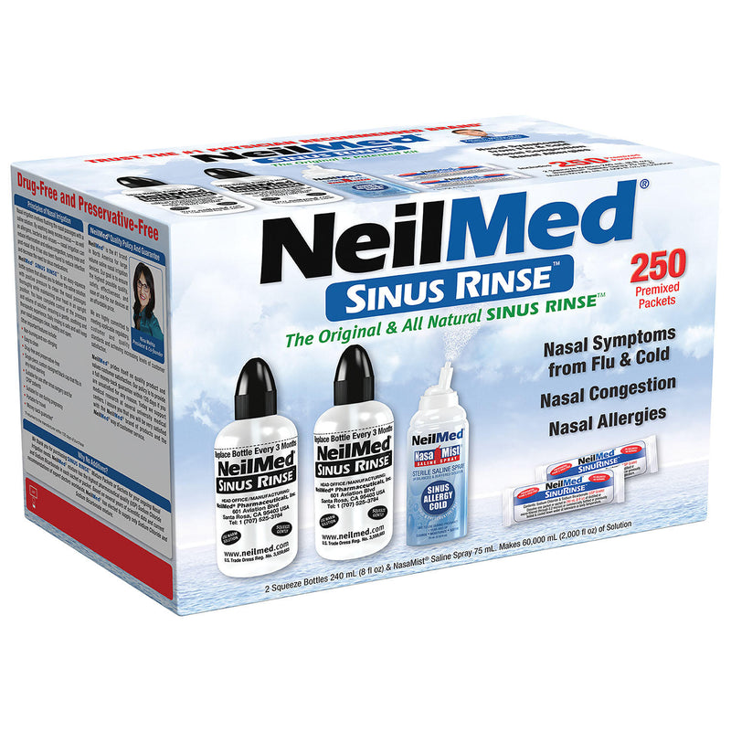 NeilMed Sinus Rinse, The Original & Patented Sinus Rinse Kit, 250 Premixed Packets