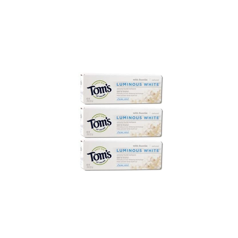 Tom's of Maine Natural Luminous White Fluoride Travel Size Toothpaste, 0.75 oz, Pack of 3