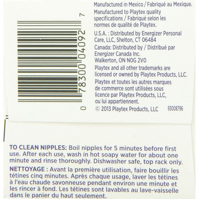 Playtex Angled Nipple, Fast Flow, 2-Count, 2 Pack