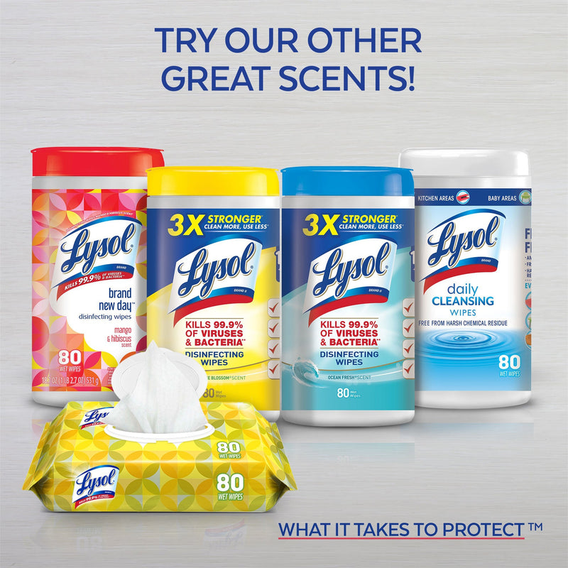 Lysol 3X Stronger Disinfecting Surface Wipes, Citrus Scent, 80 Wipes, 3 Pack