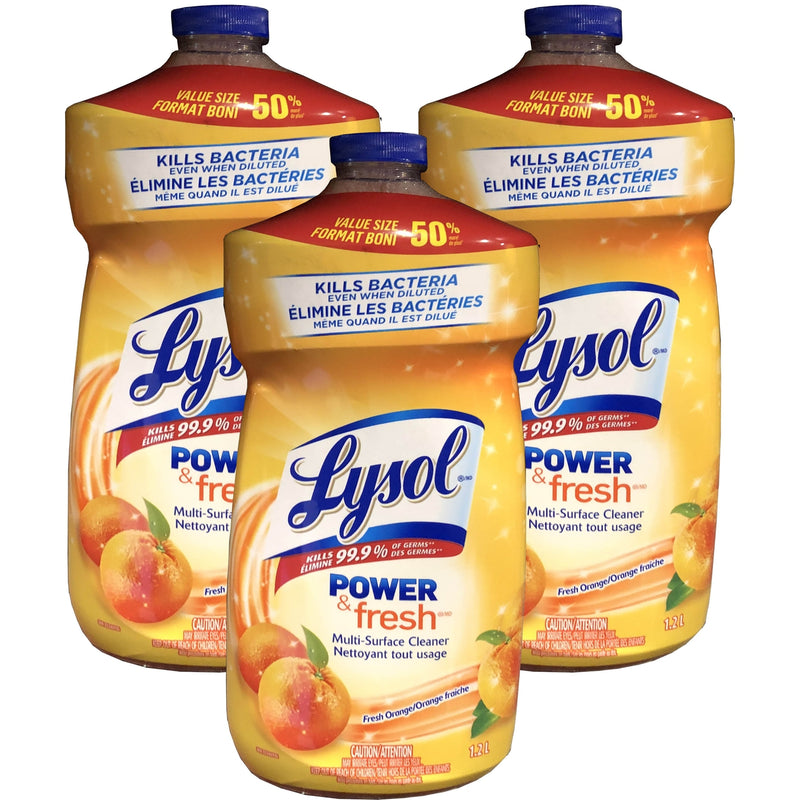 Lysol Power and Fresh All Purpose Cleaner, Fresh Orange, 1.2 L, 3 Pack