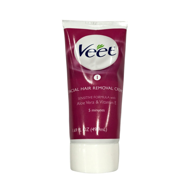 Veet Facial Hair Removal Cream 5 minutes Sensitive Formula with Aloe Vera & Vitamin E - 1.69fl.oz tube