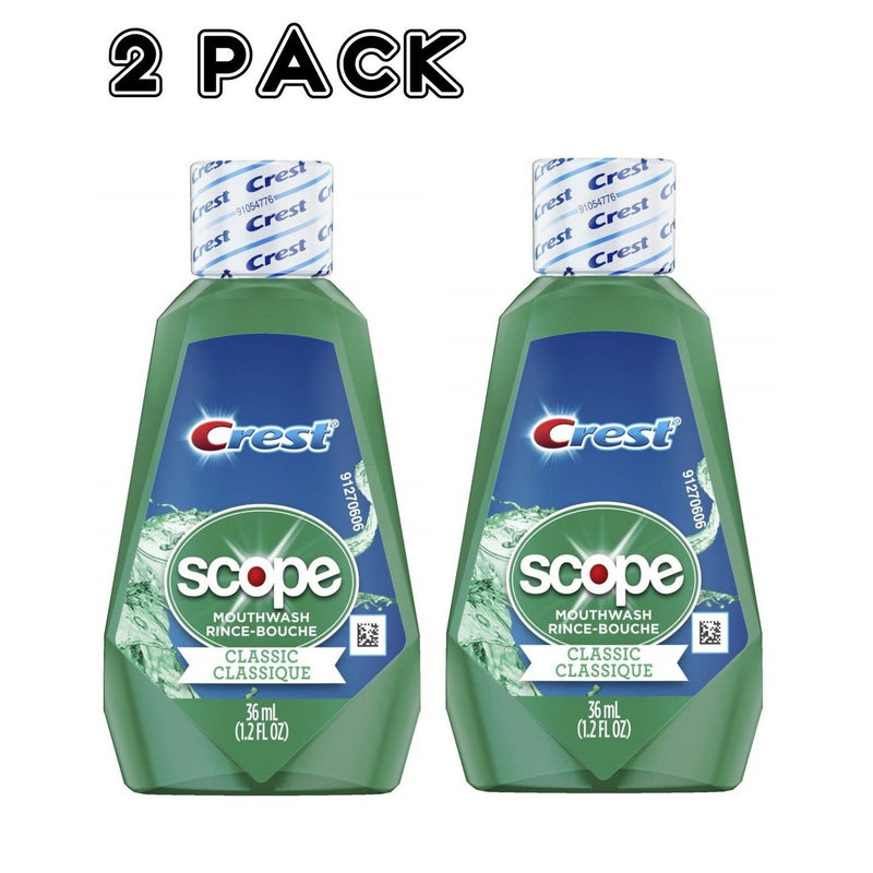 Crest Scope Outlast Travel Size Mouthwash, Mint Flavored, 1.2 Fluid Ounces, 2 Pack