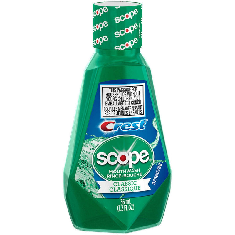 Crest Scope Outlast Travel Size Mouthwash, Mint Flavored, 1.2 Fluid Ounces, 12 Pack