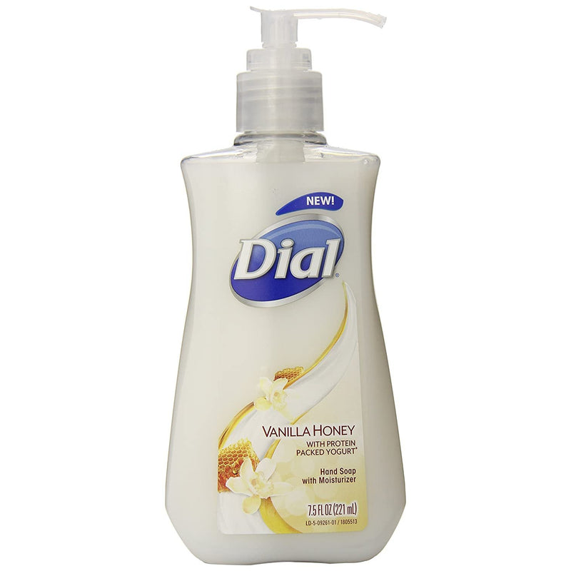 Dial Liquid Hand Soap, Vanilla Honey with Protein Packed Yogurt, 7.5 oz, 6 Pack