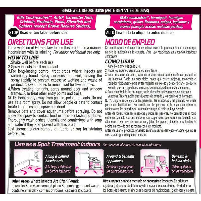 Hot Shot Ant & Roach Plus Germ Killer, Fresh Floral Scent Aerosol, 2 Pack of 17.5 Ounce Cans
