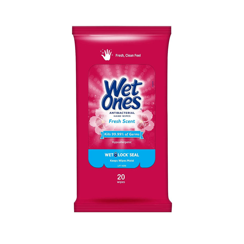 Wet Ones Antibacterial Hand Wipes, Fresh Scent, 10 Packs of 20 Wipes, 200 Wipes Total