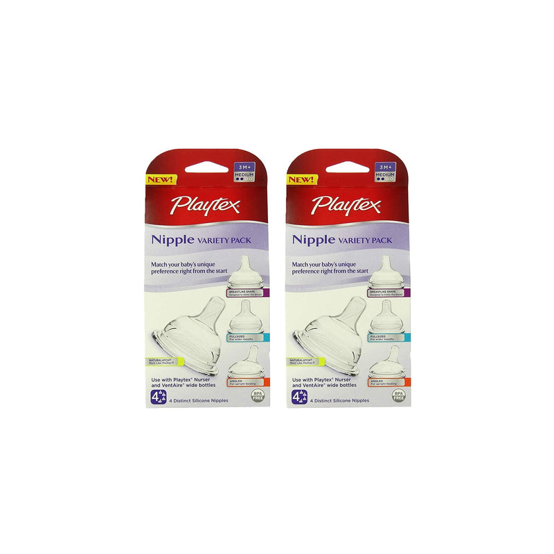Playtex Nipple Variety Kit, Medium Flow, 4-Count, 2 Pack - 8 Count Total