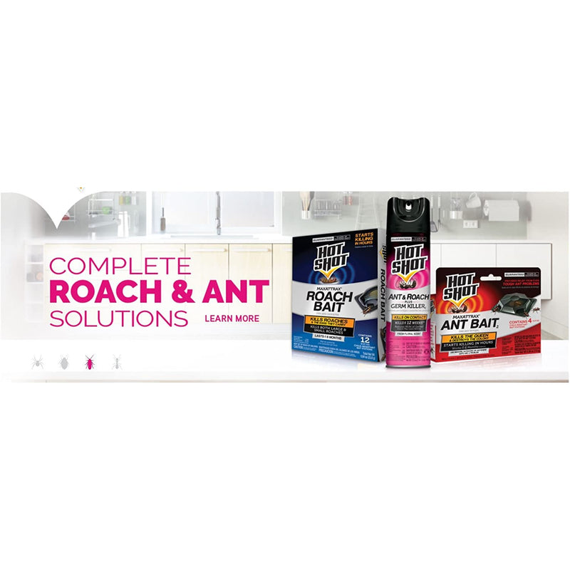 Hot Shot Ant & Roach Plus Germ Killer, Fresh Floral Scent Aerosol, 2 Pack of 17.5 Ounce Cans
