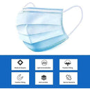 Disposable Face Mask, 3-Ply Facial Cover Masks with Ear Loop, Breathable Non-Woven, 50ct