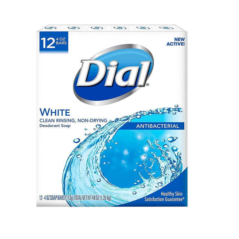 Dial Antibacterial Deodorant Soap, White - 4 Ounce, 12 Bars