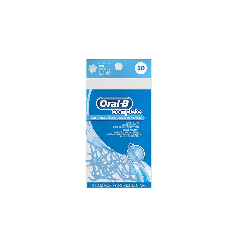 Oral-B Complete Floss Picks, Icy Mint, 30 Count