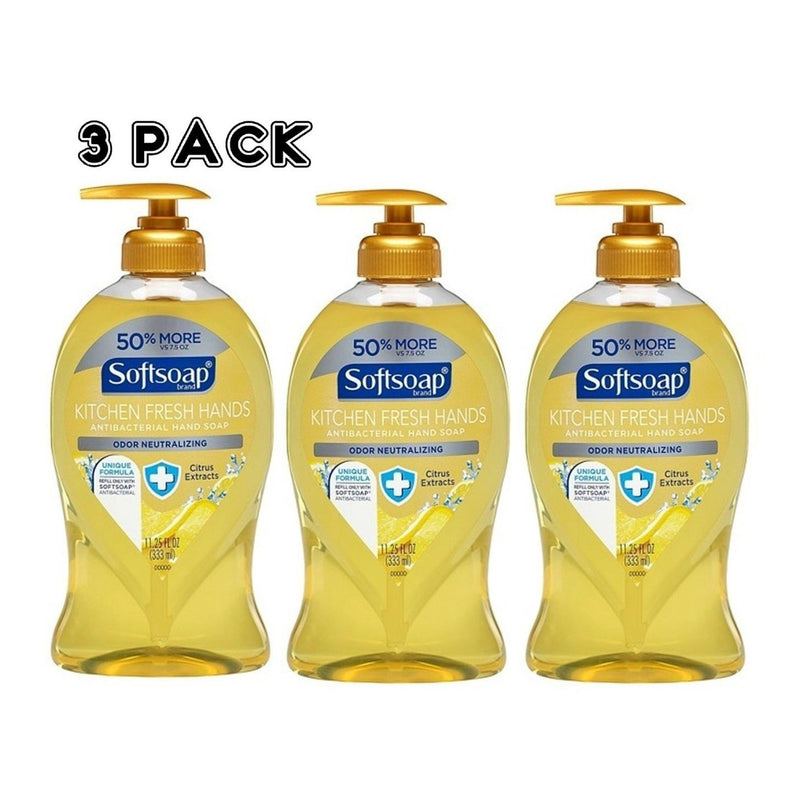 Softsoap Kitchen Fresh Hands Antibacterial Hand Soap Pump, Zesty Lemon, 11.25 Fluid Ounces, 4 Pack